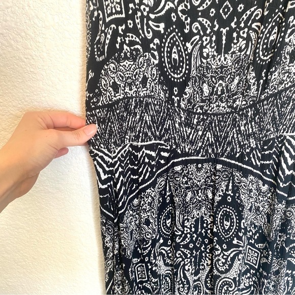 Bila Boho Crochet White and Black Tapestry Aztec Print Maxi Dress M - Picture 6 of 13